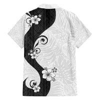 Polynesia Hibiscus Family Matching Long Sleeve Bodycon Dress and Hawaiian Shirt White Curve Motif LT05 - Polynesian Pride