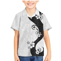 Polynesia Hibiscus Family Matching Mermaid Dress and Hawaiian Shirt White Curve Motif LT05 Son's Shirt White - Polynesian Pride