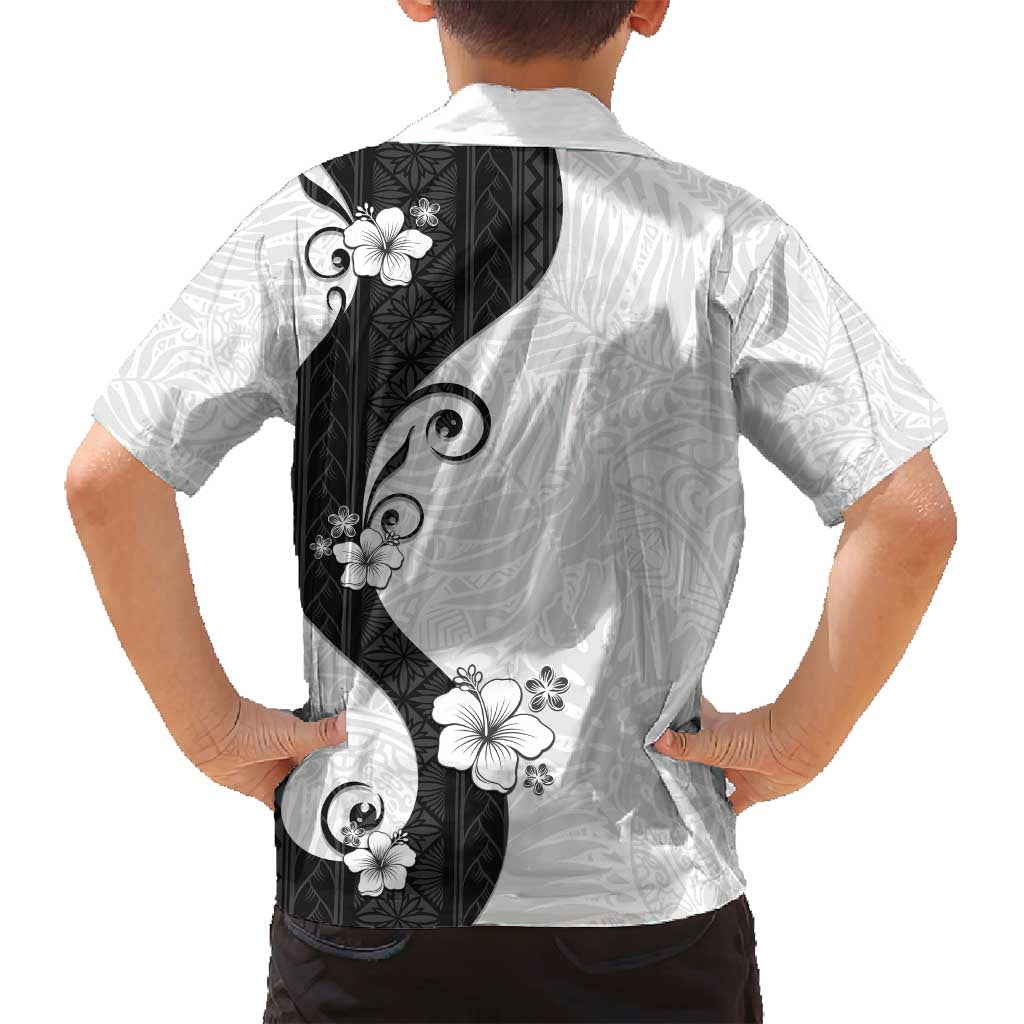 Polynesia Hibiscus Family Matching Off Shoulder Maxi Dress and Hawaiian Shirt White Curve Motif LT05 - Polynesian Pride