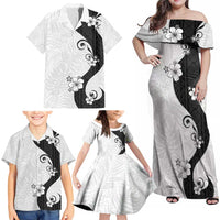 Polynesia Hibiscus Family Matching Off Shoulder Maxi Dress and Hawaiian Shirt White Curve Motif LT05 - Polynesian Pride