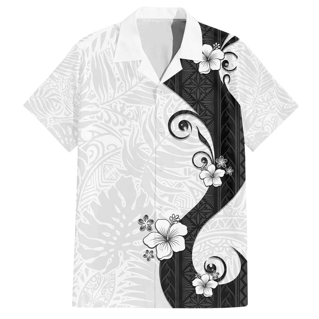 Polynesia Hibiscus Family Matching Off Shoulder Maxi Dress and Hawaiian Shirt White Curve Motif LT05 Dad's Shirt - Short Sleeve White - Polynesian Pride