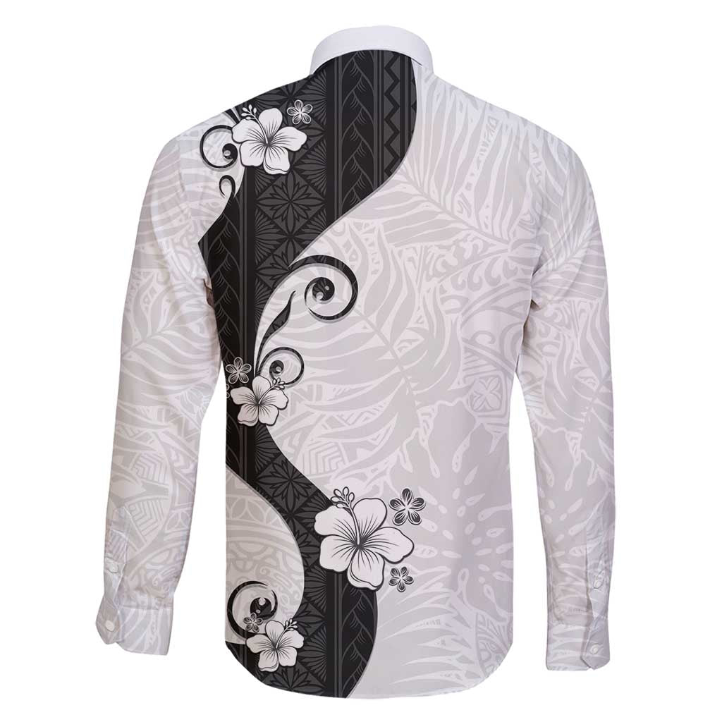 Polynesia Hibiscus Family Matching Off Shoulder Maxi Dress and Hawaiian Shirt White Curve Motif LT05 - Polynesian Pride