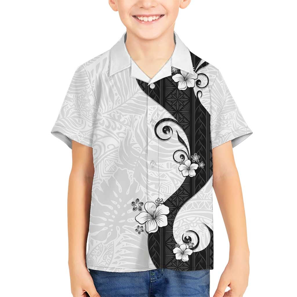 Polynesia Hibiscus Family Matching Off Shoulder Maxi Dress and Hawaiian Shirt White Curve Motif LT05 Son's Shirt White - Polynesian Pride