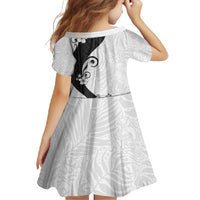 Polynesia Hibiscus Family Matching Short Sleeve Bodycon Dress and Hawaiian Shirt White Curve Motif LT05 - Polynesian Pride