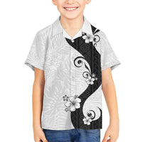 Polynesia Hibiscus Family Matching Summer Maxi Dress and Hawaiian Shirt White Curve Motif LT05 Son's Shirt White - Polynesian Pride