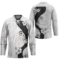 Polynesia Hibiscus Hockey Jersey White Curve Motif - Polynesian Pride