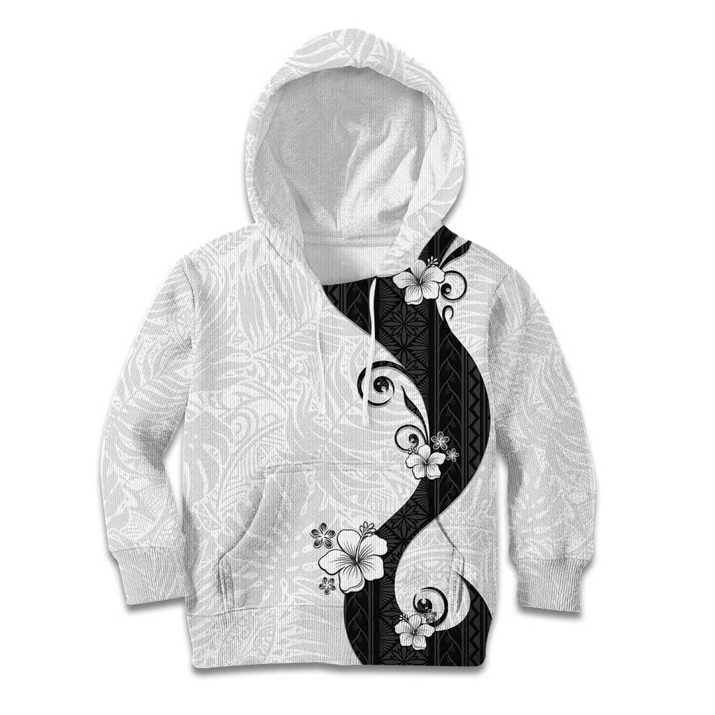 Polynesia Hibiscus Kid Hoodie White Curve Motif LT05 Hoodie White - Polynesian Pride