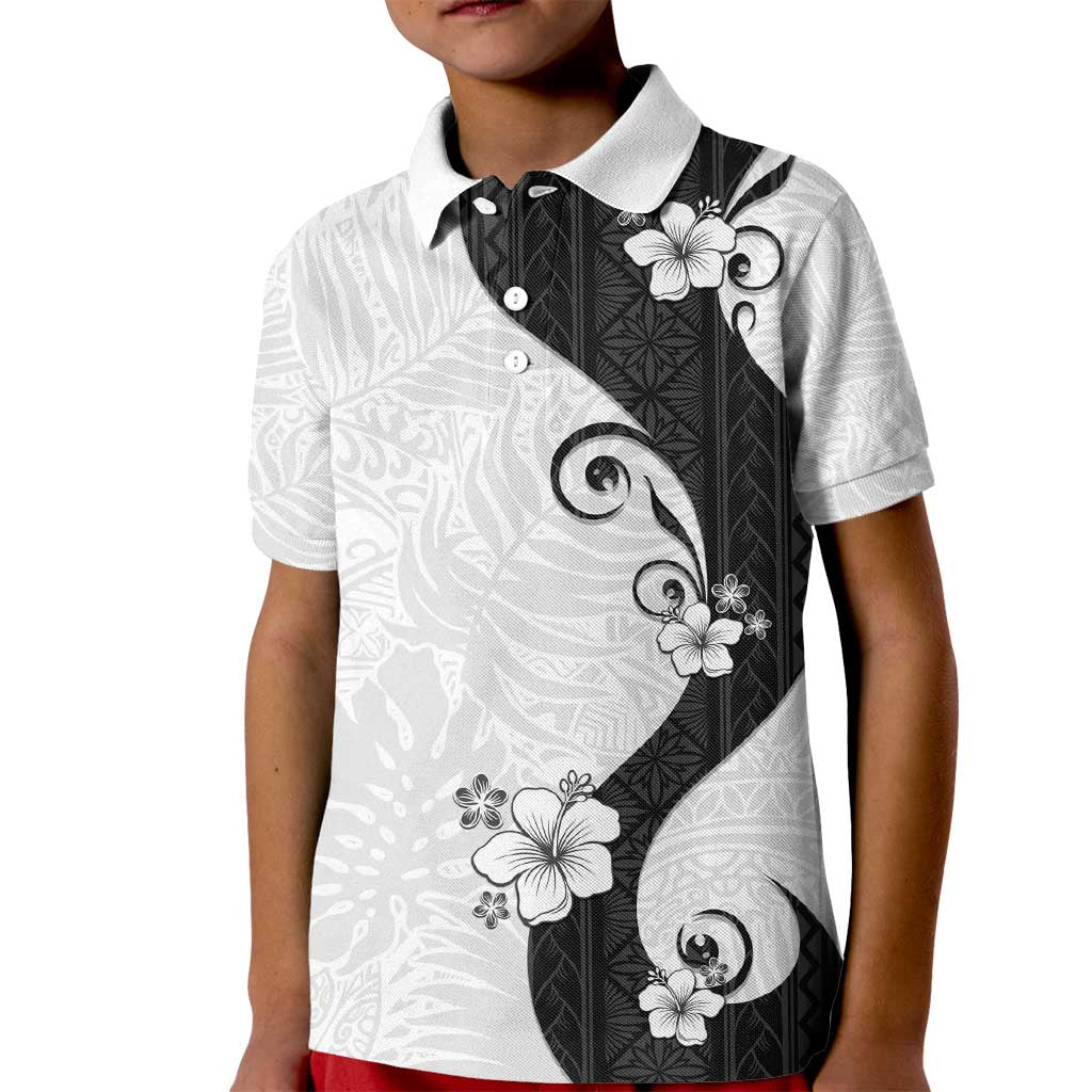 Polynesia Hibiscus Kid Polo Shirt White Curve Motif LT05 Kid White - Polynesian Pride