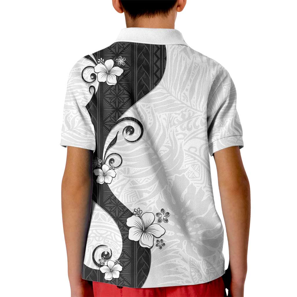 Polynesia Hibiscus Kid Polo Shirt White Curve Motif LT05 - Polynesian Pride
