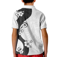 Polynesia Hibiscus Kid Polo Shirt White Curve Motif LT05 - Polynesian Pride