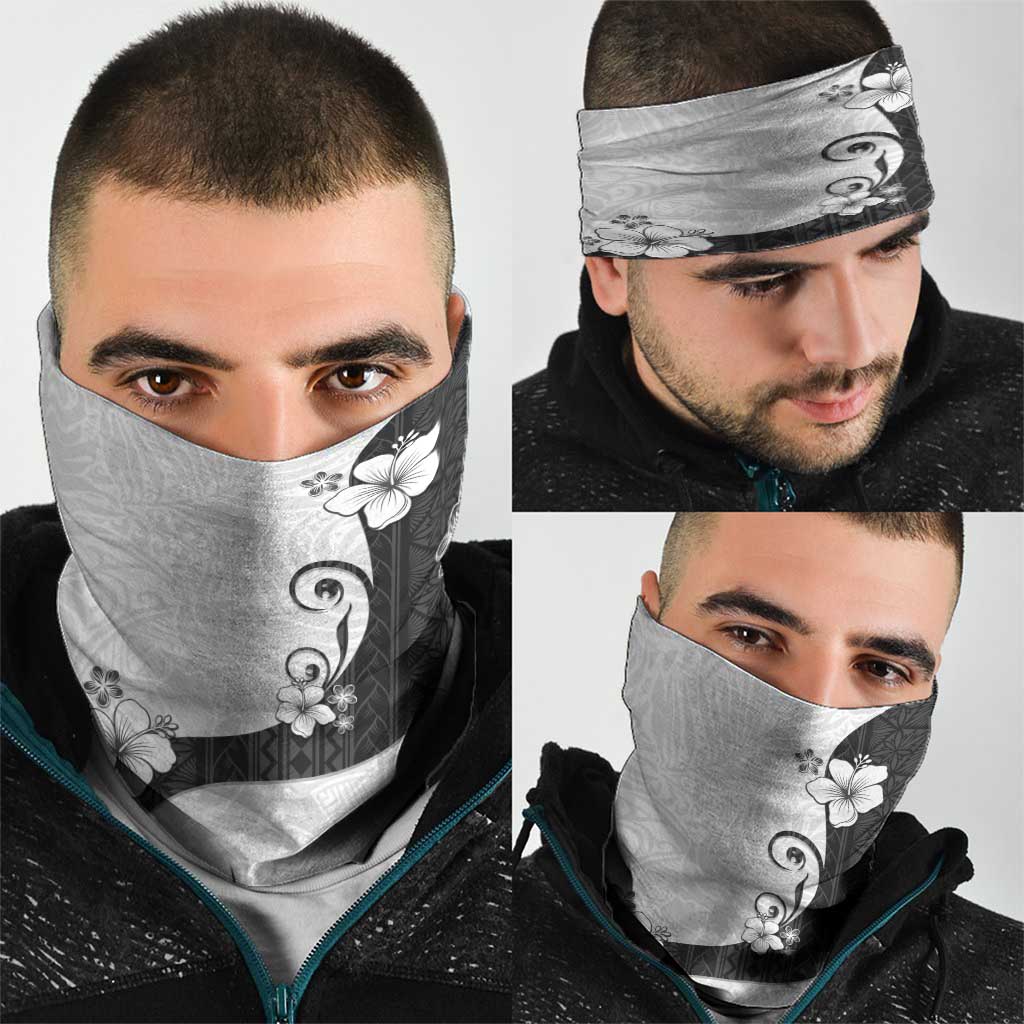 Polynesia Hibiscus Neck Gaiter White Curve Motif - Polynesian Pride