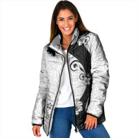 Polynesia Hibiscus Padded Jacket White Curve Motif - Polynesian Pride