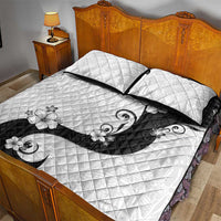 Polynesia Hibiscus Quilt Bed Set White Curve Motif LT05 - Polynesian Pride