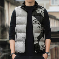 Polynesia Hibiscus Sleeveless Puffer Jacket White Curve Motif - Polynesian Pride