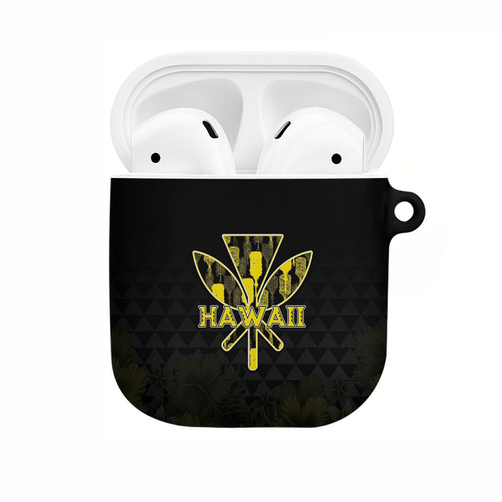 Aloha Hawaii Kahili AirPods Case Kanaka Maoli With Kakau Pattern LT05 Black - Polynesian Pride
