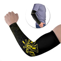 Personalised Aloha Hawaii Kahili Arm Sleeves Kanaka Maoli With Kakau Pattern LT05 Set of 2 Black - Polynesian Pride
