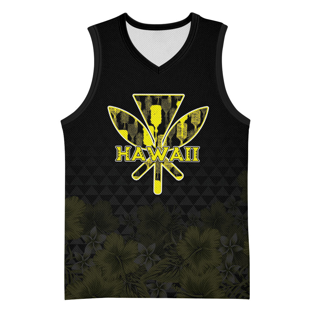 Personalised Aloha Hawaii Kahili Basketball Jersey Kanaka Maoli With Kakau Pattern LT05 Unisex Black - Polynesian Pride