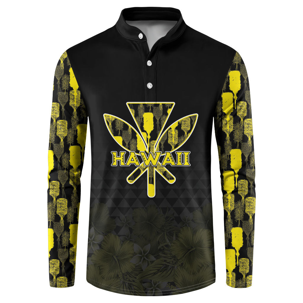 Personalised Aloha Hawaii Kahili Button Sweatshirt Kanaka Maoli With Kakau Pattern LT05 Black - Polynesian Pride