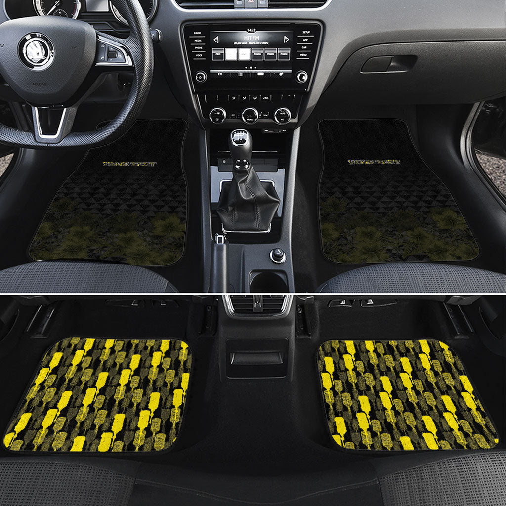 Personalised Aloha Hawaii Kahili Car Mats Kanaka Maoli With Kakau Pattern LT05 Set 4pcs Black - Polynesian Pride