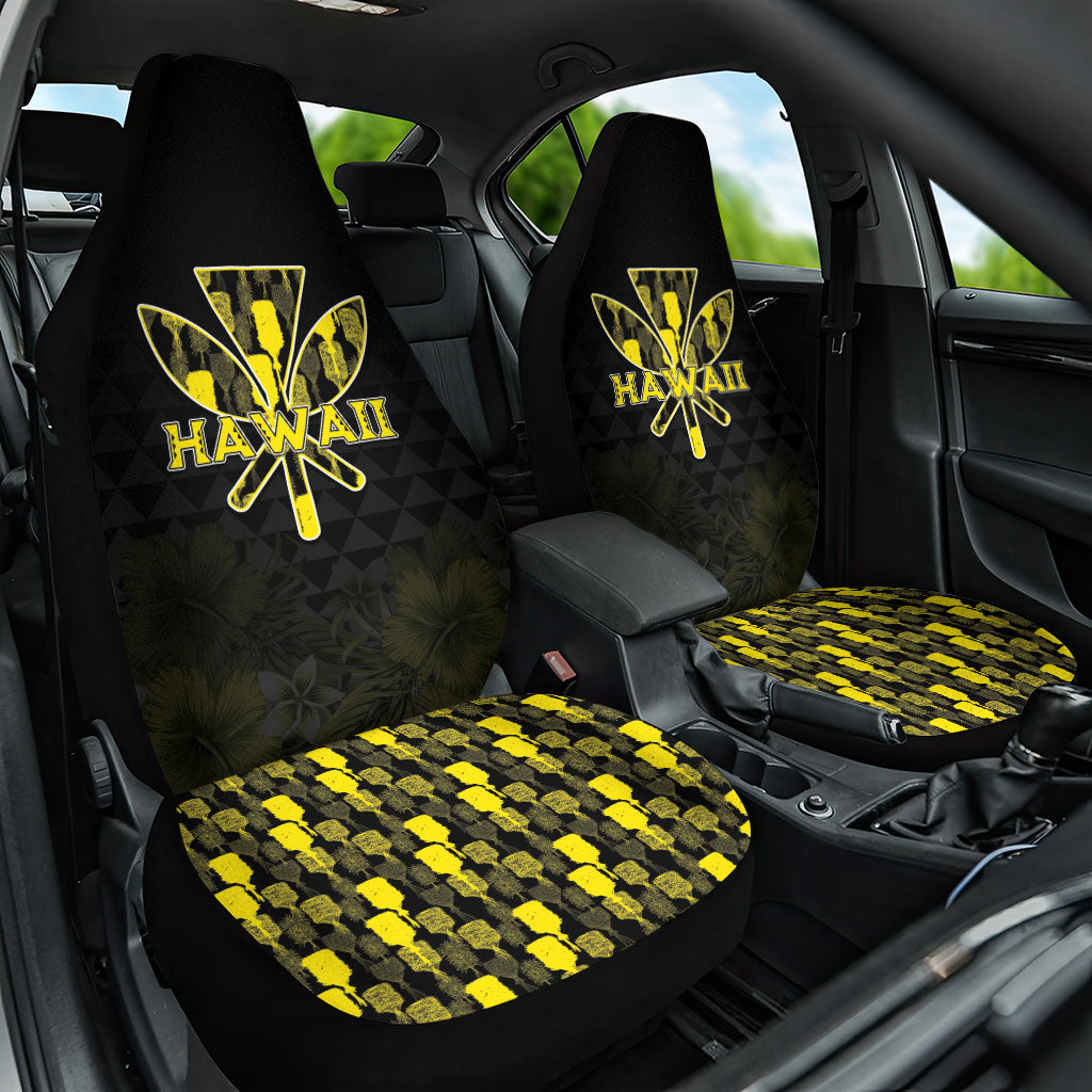 Aloha Hawaii Kahili Car Seat Cover Kanaka Maoli With Kakau Pattern LT05 One Size Black - Polynesian Pride