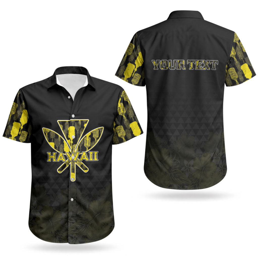 Personalised Aloha Hawaii Kahili Couples Matching Off Shoulder Short Dress and Hawaiian Shirt Kanaka Maoli With Kakau Pattern LT05 - Polynesian Pride