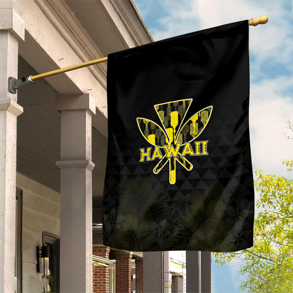 Aloha Hawaii Kahili Garden Flag Kanaka Maoli With Kakau Pattern LT05 House Flag Black - Polynesian Pride
