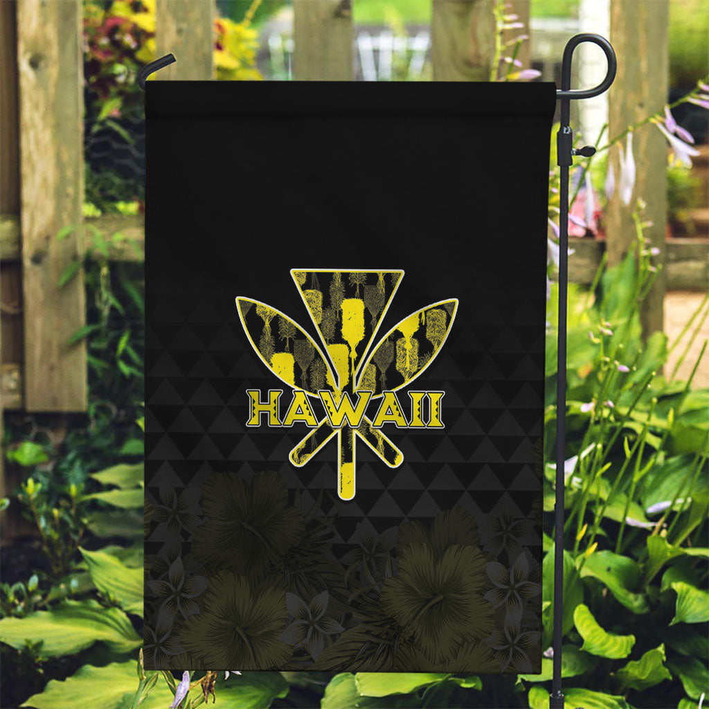 Aloha Hawaii Kahili Garden Flag Kanaka Maoli With Kakau Pattern LT05 Garden Flag Black - Polynesian Pride