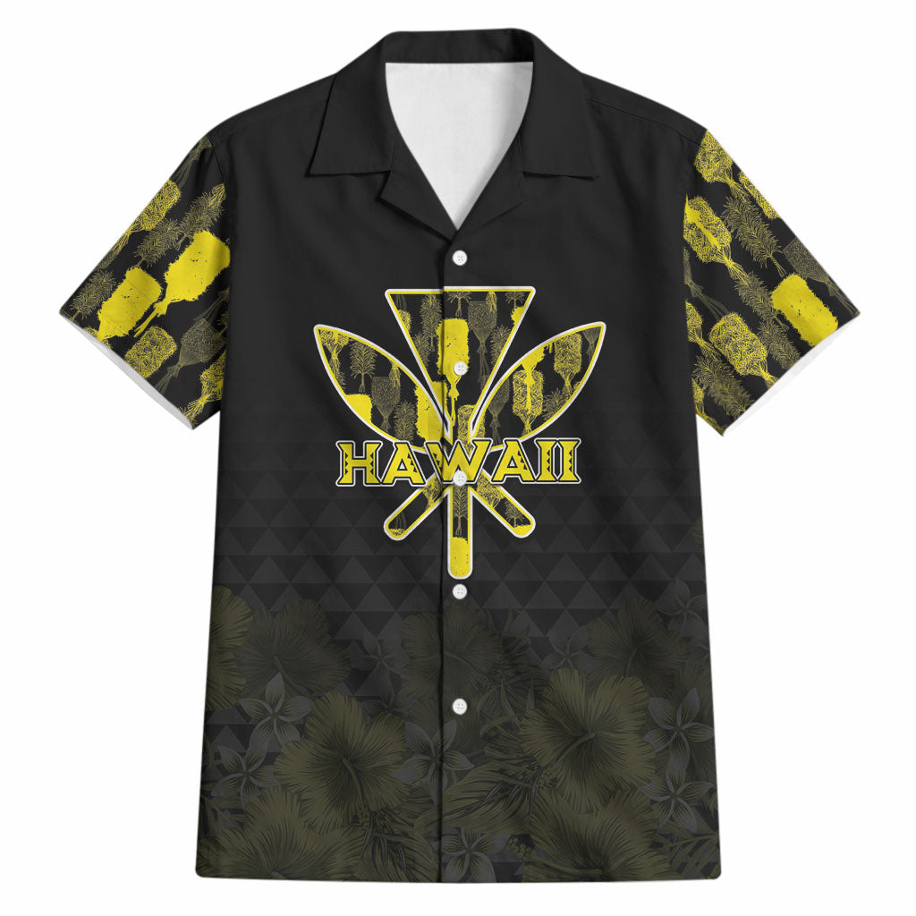 Personalised Aloha Hawaii Kahili Hawaiian Shirt Kanaka Maoli With Kakau Pattern LT05 Black - Polynesian Pride