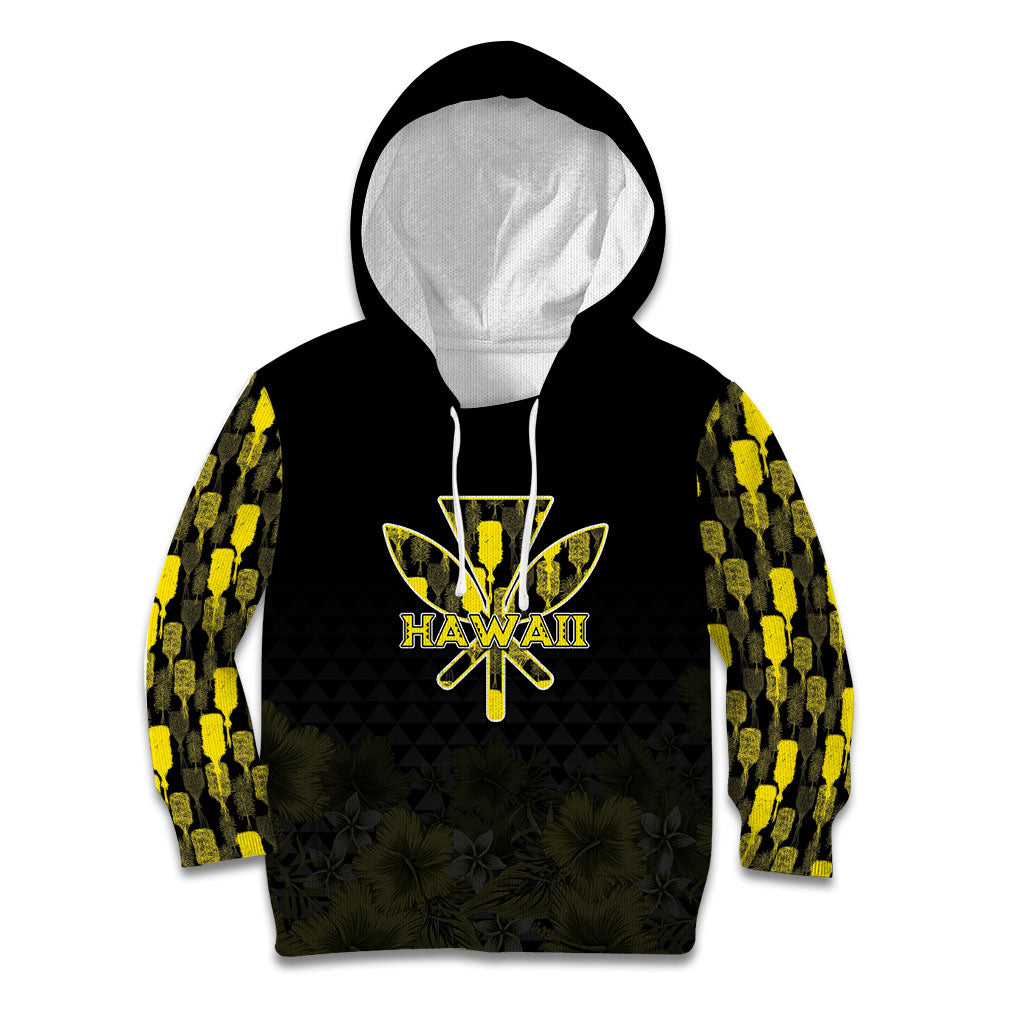 Personalised Aloha Hawaii Kahili Kid Hoodie Kanaka Maoli With Kakau Pattern LT05 Hoodie Black - Polynesian Pride