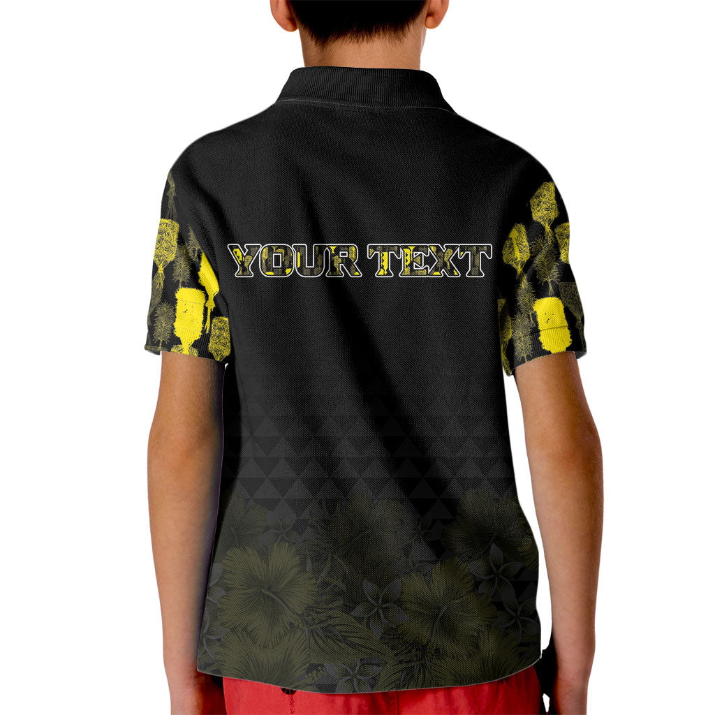 Personalised Aloha Hawaii Kahili Kid Polo Shirt Kanaka Maoli With Kakau Pattern LT05 - Polynesian Pride