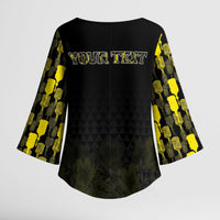 Personalised Aloha Hawaii Kahili Kimono Sleeve Blouse Kanaka Maoli With Kakau Pattern LT05 - Polynesian Pride