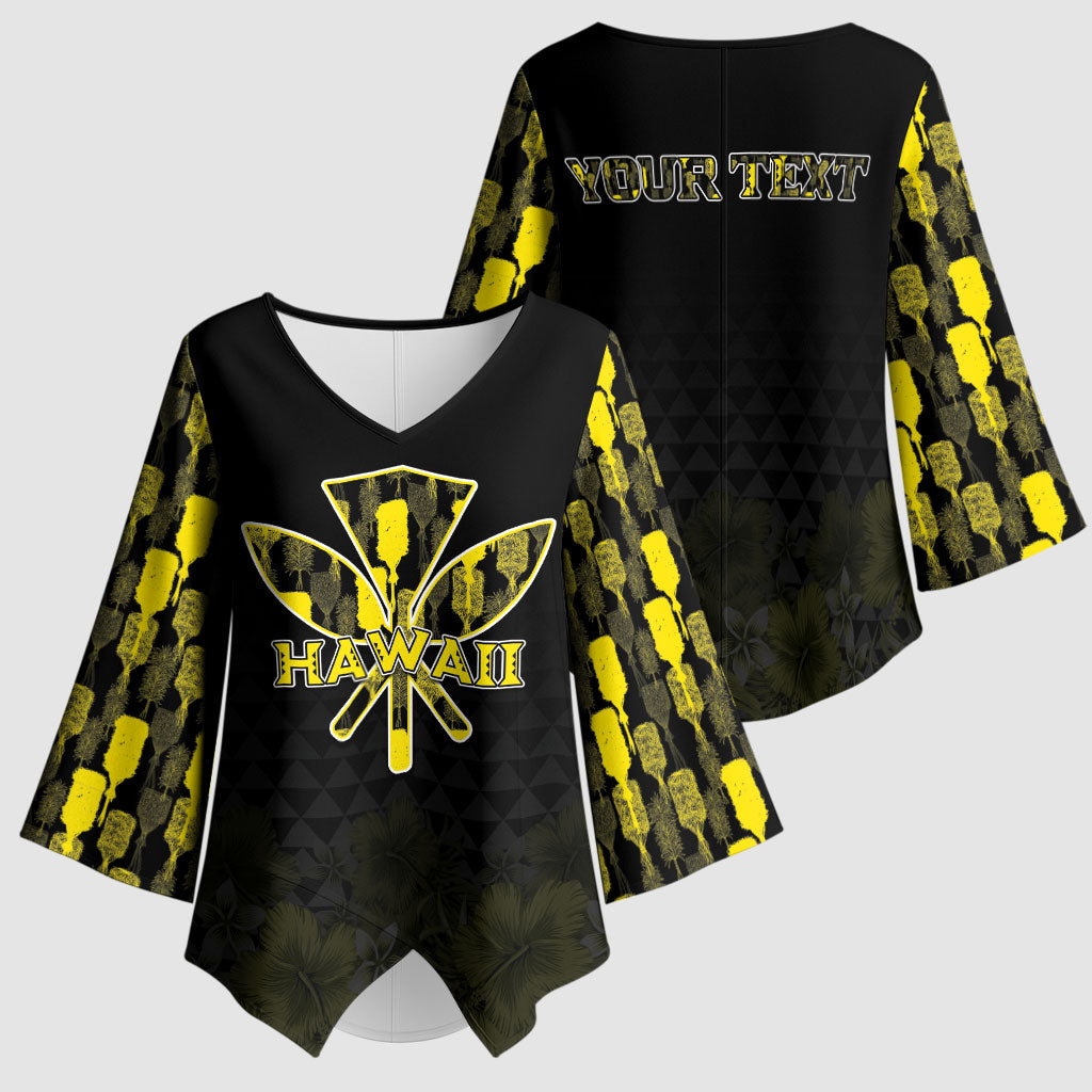 Personalised Aloha Hawaii Kahili Kimono Sleeve Blouse Kanaka Maoli With Kakau Pattern LT05 - Polynesian Pride