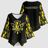 Personalised Aloha Hawaii Kahili Kimono Sleeve Blouse Kanaka Maoli With Kakau Pattern LT05 - Polynesian Pride