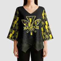 Personalised Aloha Hawaii Kahili Kimono Sleeve Blouse Kanaka Maoli With Kakau Pattern LT05 - Polynesian Pride