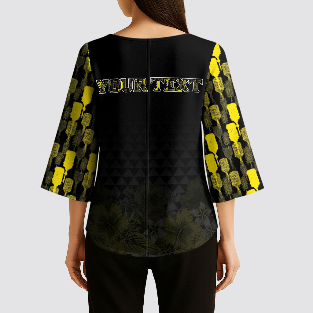 Personalised Aloha Hawaii Kahili Kimono Sleeve Blouse Kanaka Maoli With Kakau Pattern LT05 - Polynesian Pride
