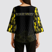 Personalised Aloha Hawaii Kahili Kimono Sleeve Blouse Kanaka Maoli With Kakau Pattern LT05 - Polynesian Pride