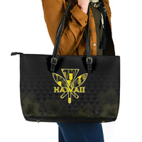 Aloha Hawaii Kahili Leather Tote Bag Kanaka Maoli With Kakau Pattern LT05 - Polynesian Pride