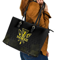 Aloha Hawaii Kahili Leather Tote Bag Kanaka Maoli With Kakau Pattern LT05 - Polynesian Pride