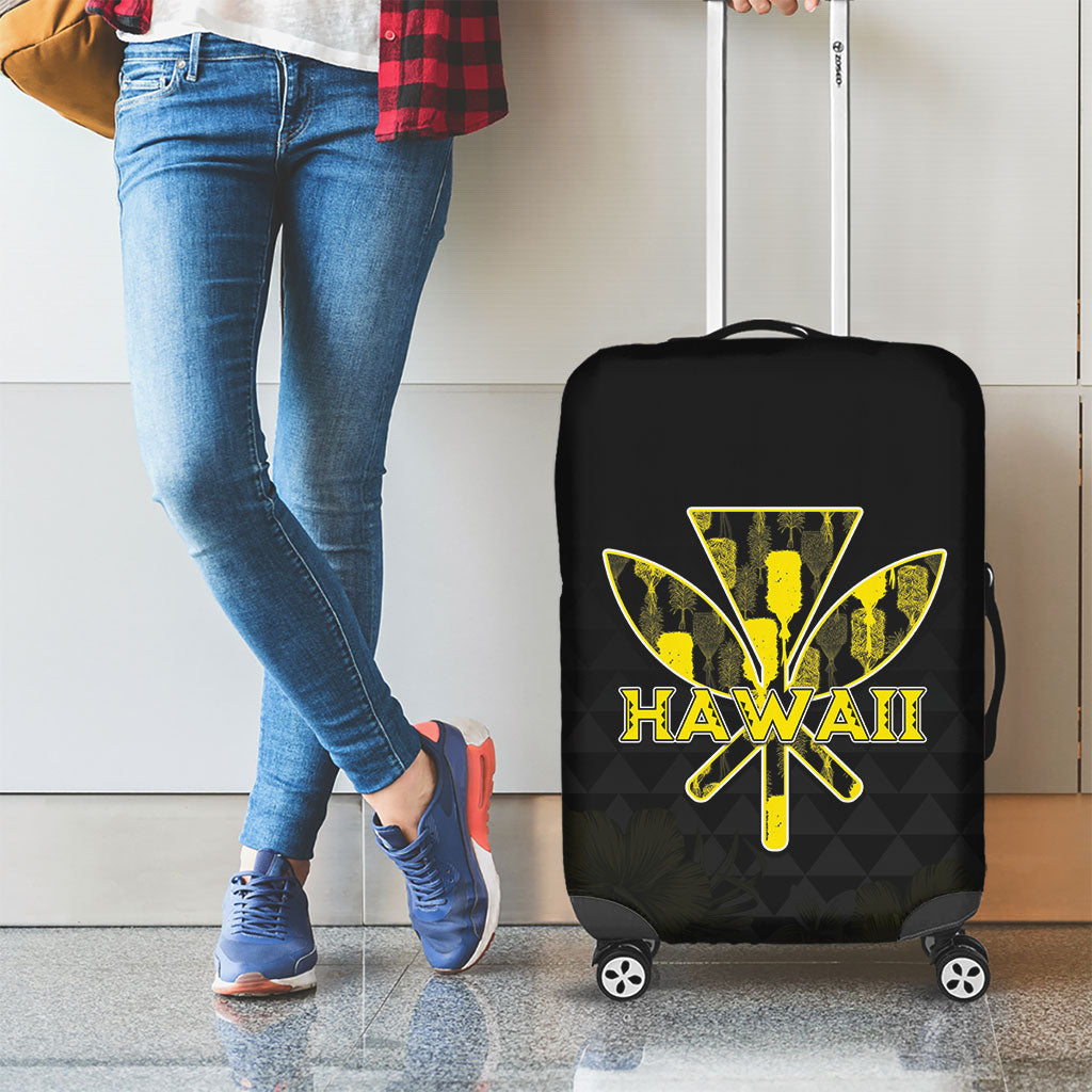 Aloha Hawaii Kahili Luggage Cover Kanaka Maoli With Kakau Pattern LT05 - Polynesian Pride