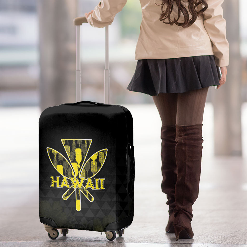 Aloha Hawaii Kahili Luggage Cover Kanaka Maoli With Kakau Pattern LT05 - Polynesian Pride