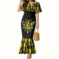 Personalised Aloha Hawaii Kahili Mermaid Dress Kanaka Maoli With Kakau Pattern LT05 Women Black - Polynesian Pride