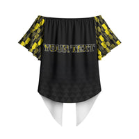 Personalised Aloha Hawaii Kahili Off Shoulder Wrap Waist Top Kanaka Maoli With Kakau Pattern LT05 - Polynesian Pride