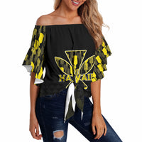 Personalised Aloha Hawaii Kahili Off Shoulder Wrap Waist Top Kanaka Maoli With Kakau Pattern LT05 - Polynesian Pride