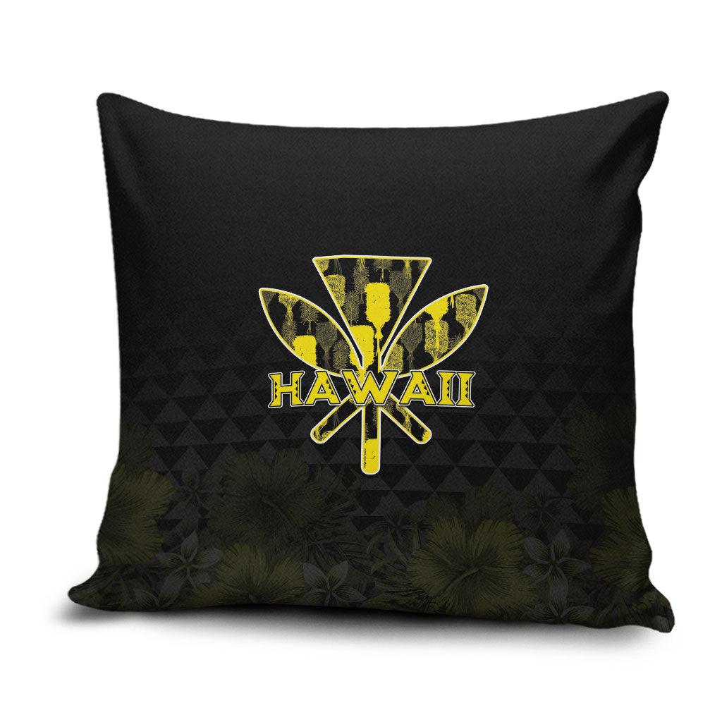 Aloha Hawaii Kahili Pillow Cover Kanaka Maoli With Kakau Pattern LT05 Black - Polynesian Pride