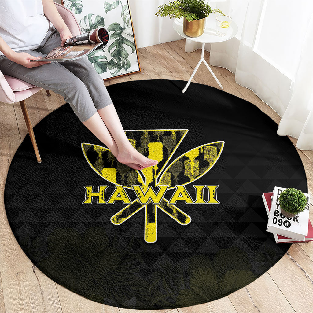 Aloha Hawaii Kahili Round Carpet Kanaka Maoli With Kakau Pattern LT05 - Polynesian Pride