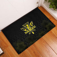 Aloha Hawaii Kahili Rubber Doormat Kanaka Maoli With Kakau Pattern LT05 - Polynesian Pride