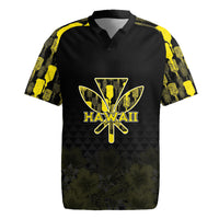 Personalised Aloha Hawaii Kahili Rugby Jersey Kanaka Maoli With Kakau Pattern LT05 Black - Polynesian Pride