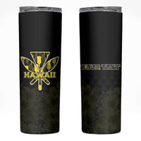 Personalised Aloha Hawaii Kahili Skinny Tumbler Kanaka Maoli With Kakau Pattern LT05 Black - Polynesian Pride