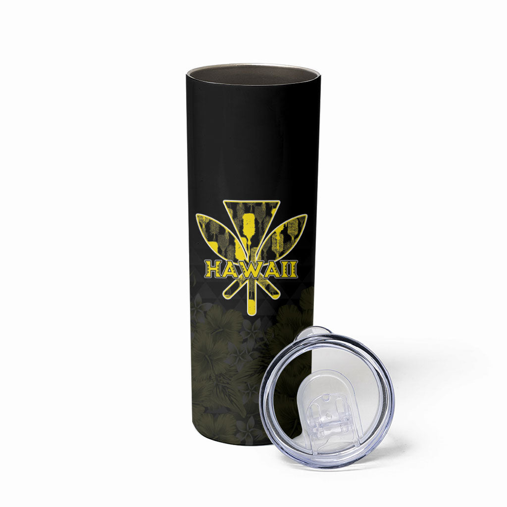 Personalised Aloha Hawaii Kahili Skinny Tumbler Kanaka Maoli With Kakau Pattern LT05 - Polynesian Pride