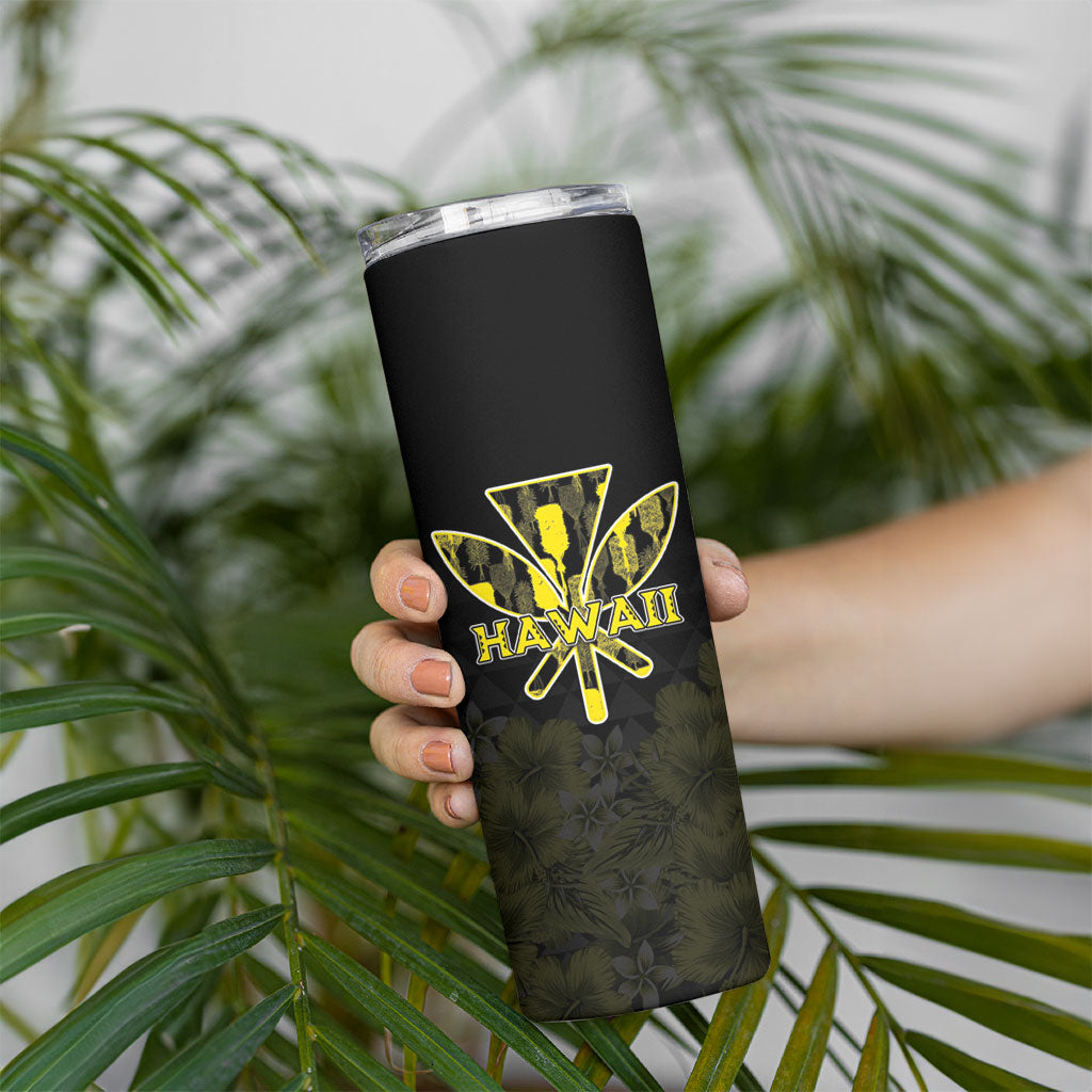 Personalised Aloha Hawaii Kahili Skinny Tumbler Kanaka Maoli With Kakau Pattern LT05 - Polynesian Pride